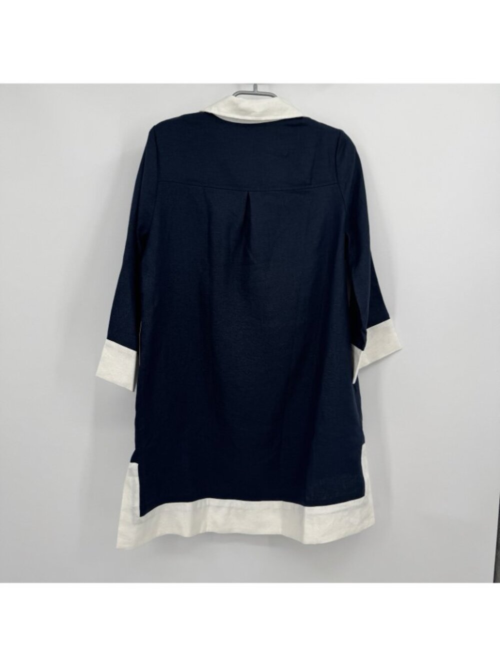 Tuckernuck Navy and White Linen Collier Dress size L Large Collared Mini Shift * - Picture 5 of 6